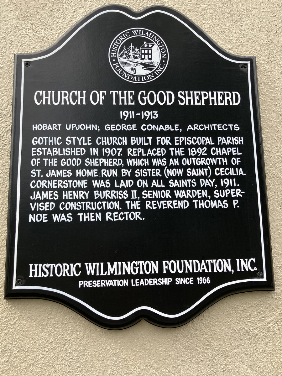 Church of the Good Shepherd: historic wilmington foundation plaque