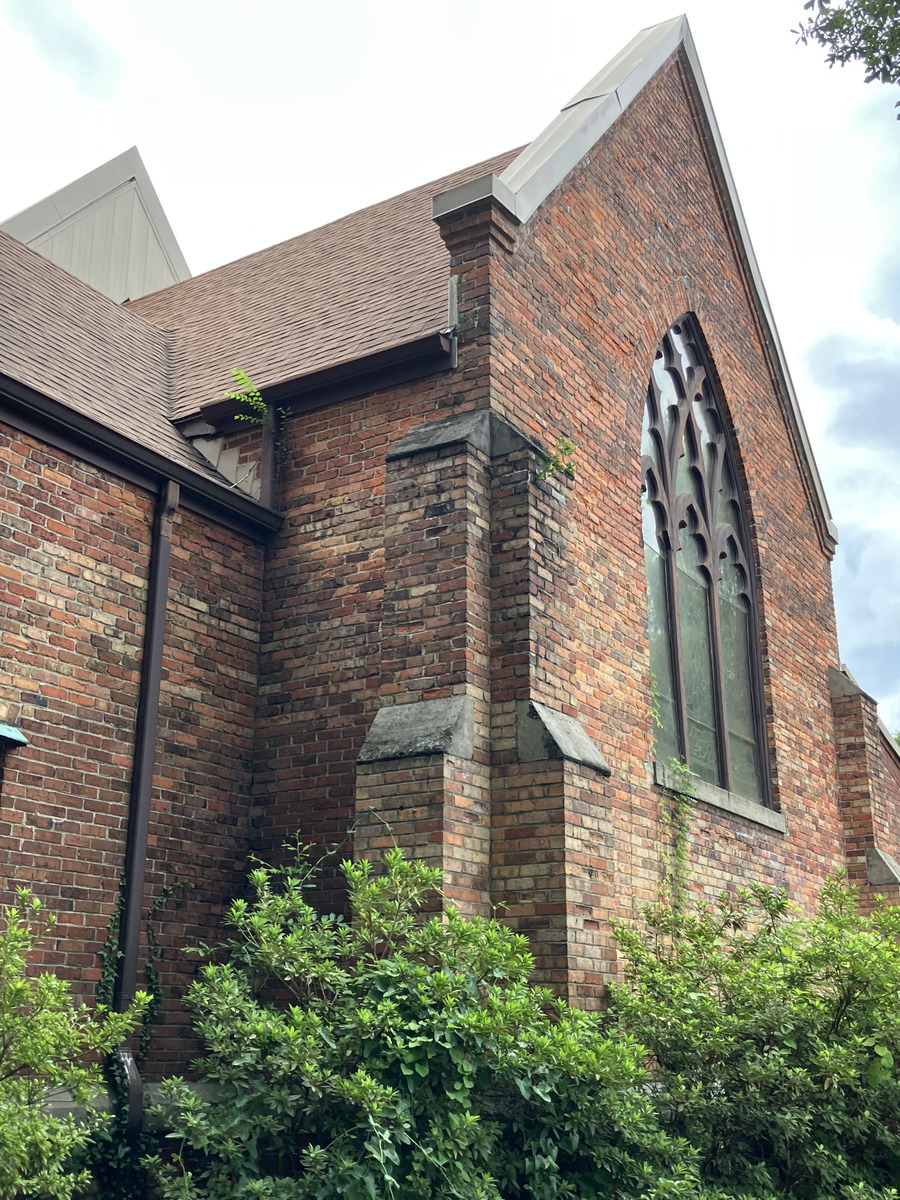 Church of the Good Shepherd: rear and side elevation with a pointed-arch window