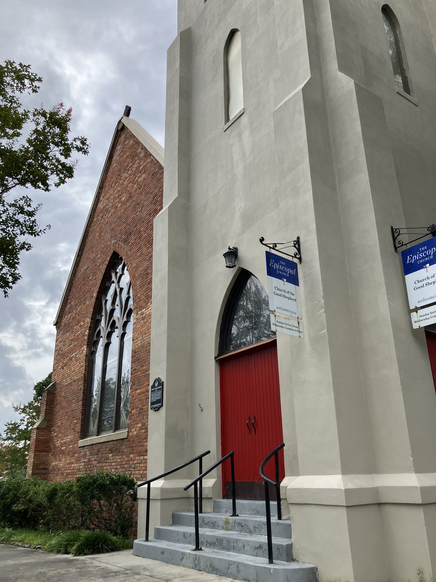 Church of the Good Shepherd: entrance and bell tower