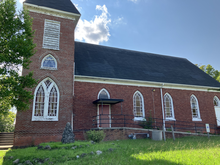 Gregory Congregational Church U.C.C.: long side elevation with repeated arched windows