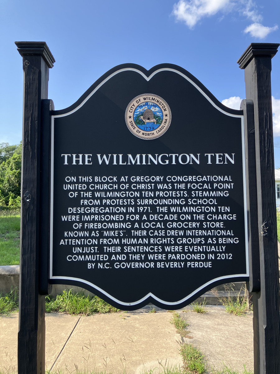 Gregory Congregational Church U.C.C.: the wilmington ten historical marker