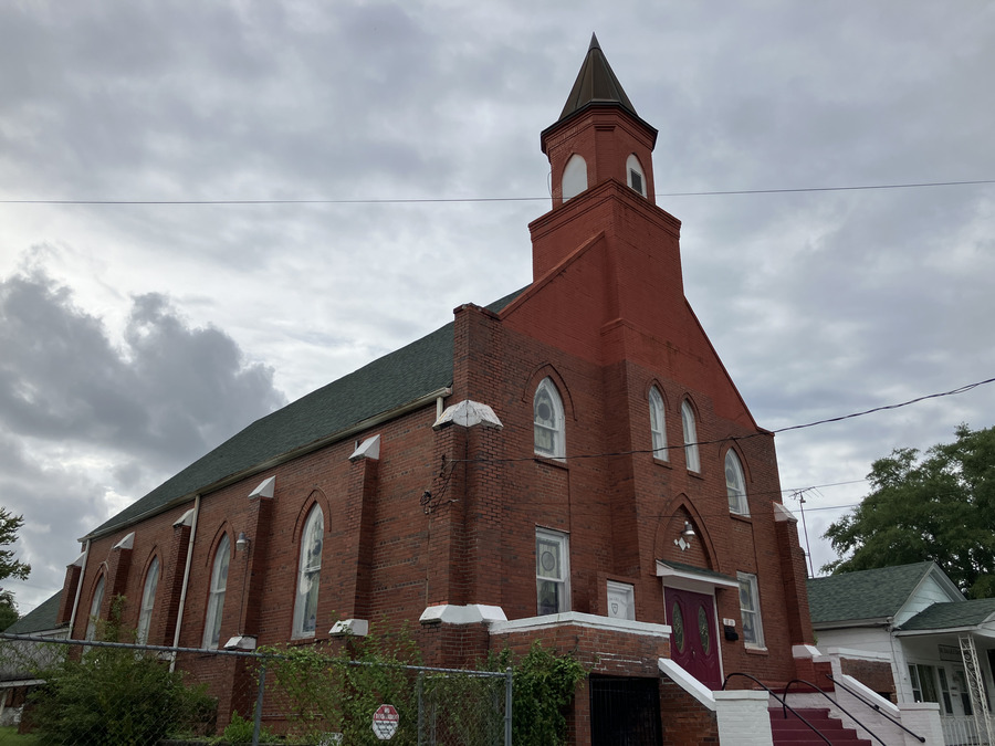 Mount Zion A.M.E. Church: long side elevation and tower