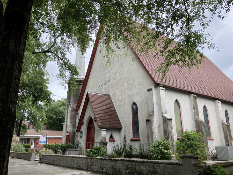 St. Mark’s Episcopal Church: wide view of the church’s long side elevation