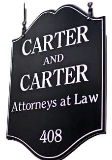 Carter and Carter, Attorneys at Law, 408: the office shingle.